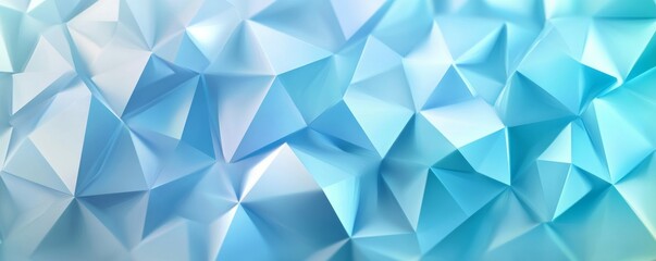 Fototapeta premium Blue Geometric Surface with Tetrahedrons. High Tech, Atmospheric Wallpaper.