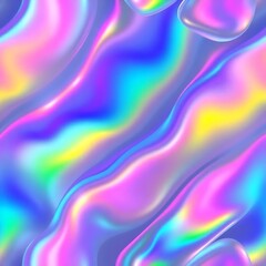 Obraz premium Holographic Dreamscape: Abstract iridescent swirls of color create a mesmerizing, otherworldly texture. Perfect for backgrounds, designs, and adding a futuristic touch.