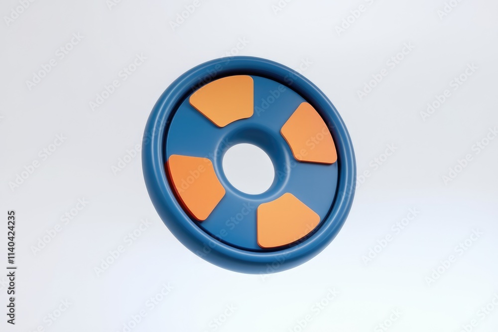Poster Abstract 3D render of blue circular object with orange segments.