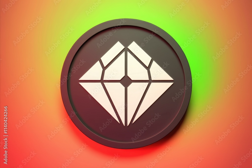 Aufkleber A dark circular emblem features a stylized white diamond  symbolizing value and prestige.