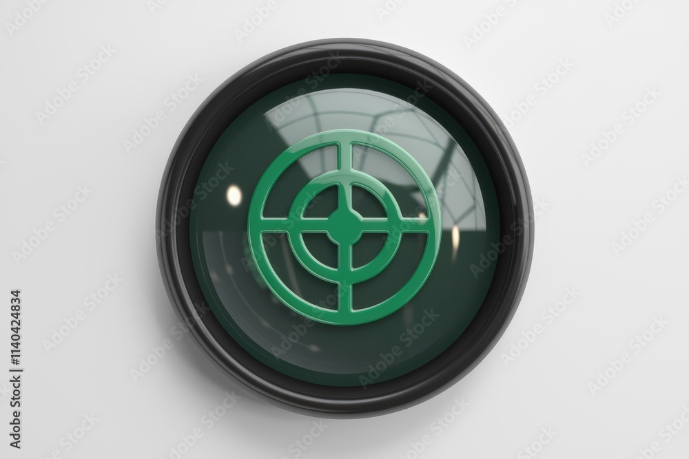 Aufkleber a green target symbol in a black circular frame possibly representing aiming focus or accuracy.