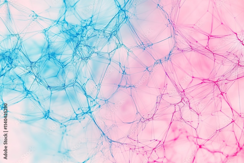 Poster gradient blue to pink network pattern with intricate lines
