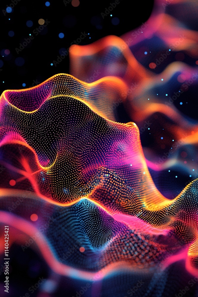 Aufkleber abstract digital wave pattern with glowing dots and vibrant colo