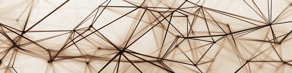 Minimalistic network lines on beige, panoramic format
