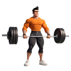 Fototapeta premium 3D Muscular Man Weightlifting Determination Gym Fitness Exercise