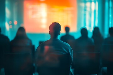 Lecture Attendees Silhouettes Bright Background
