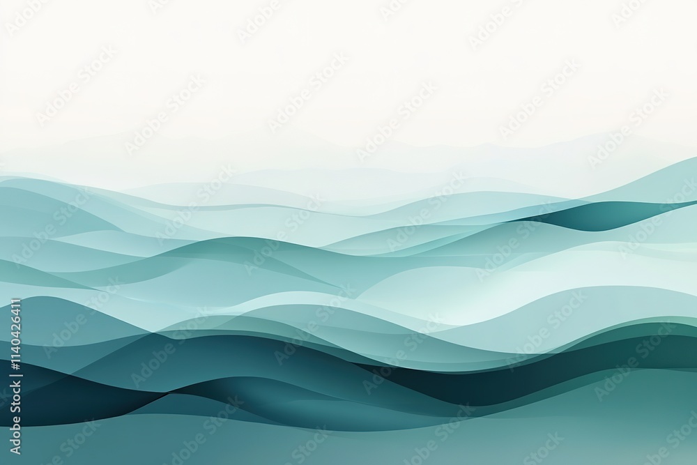 Poster abstract blue wave pattern with soft gradients