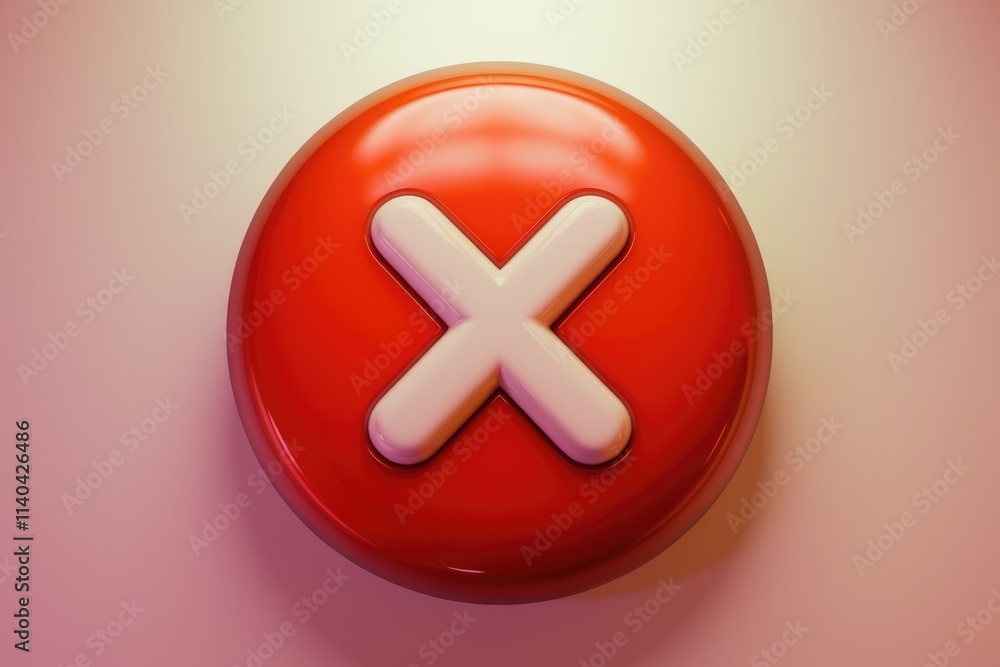 Poster A red circle with a white 'X' signifying rejection  cancellation  or error.