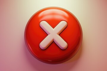 Obraz premium A red circle with a white 'X' signifying rejection cancellation or error.