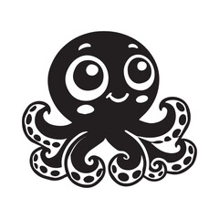 Underwater Octopus Silhouette Vector Illustration