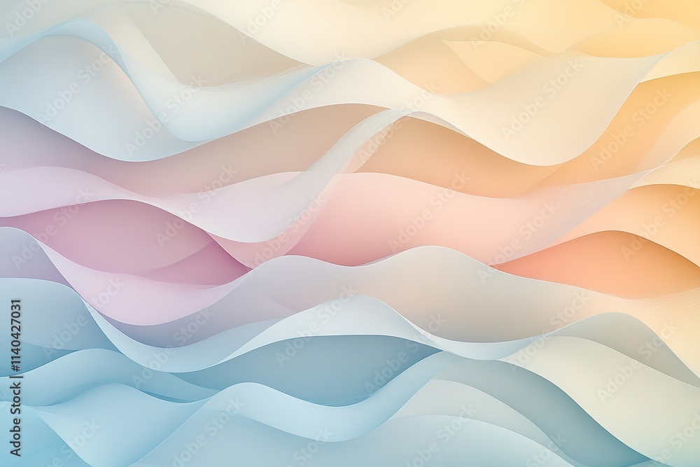 Poster soft pastel waves with smooth gradient transitions.