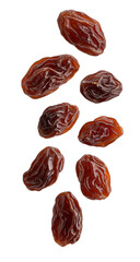 Raisins falling png isolated on transparent background