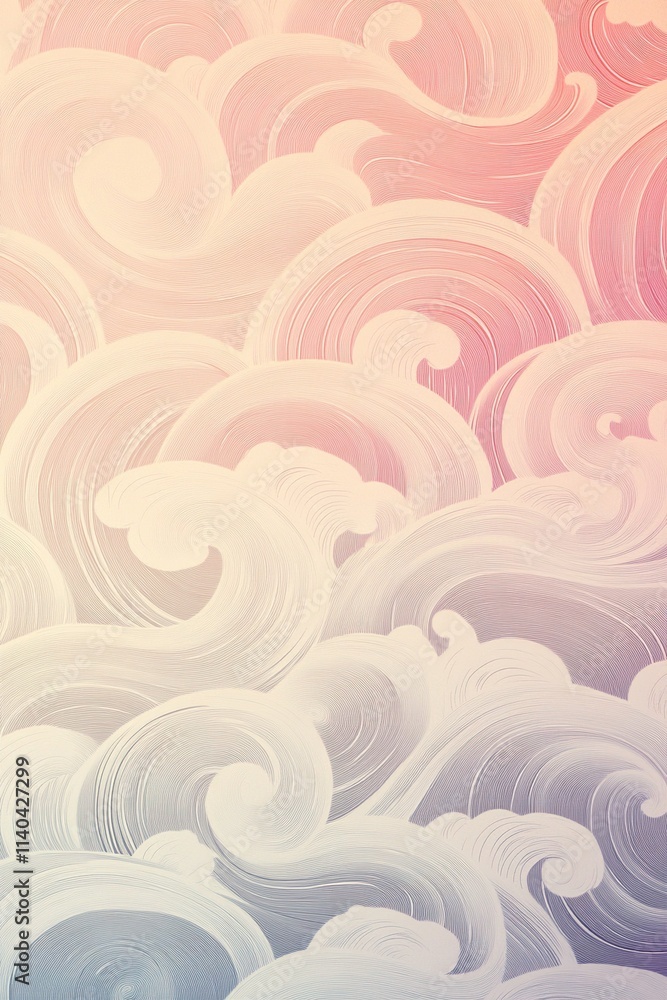Poster curled wave pattern in pastel tones with smooth gradient