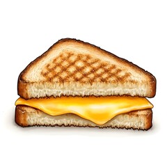 Deliciously Melted Cheese Sandwich with Golden Crisped Bread on a White Background