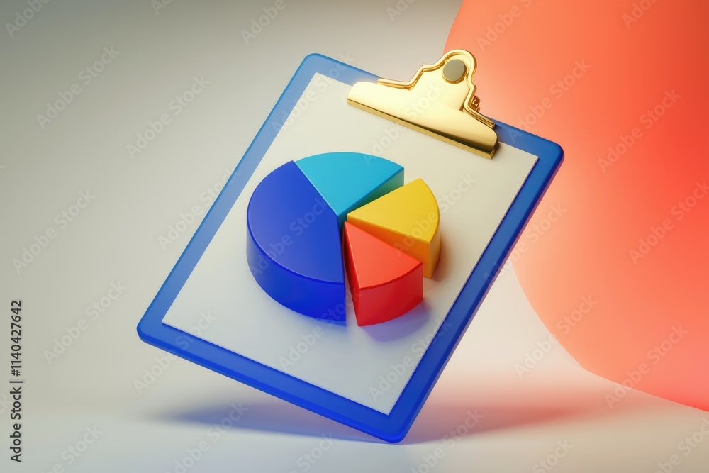 Aufkleber A colorful pie chart on a clipboard  illustrating data analysis and business performance.