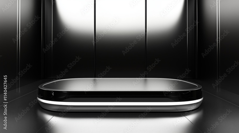 Poster sleek 3d podium in a large empty space with modern design elements