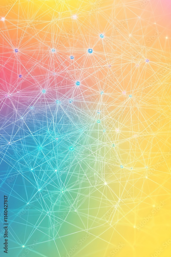 Poster abstract colorful network connections on gradient
