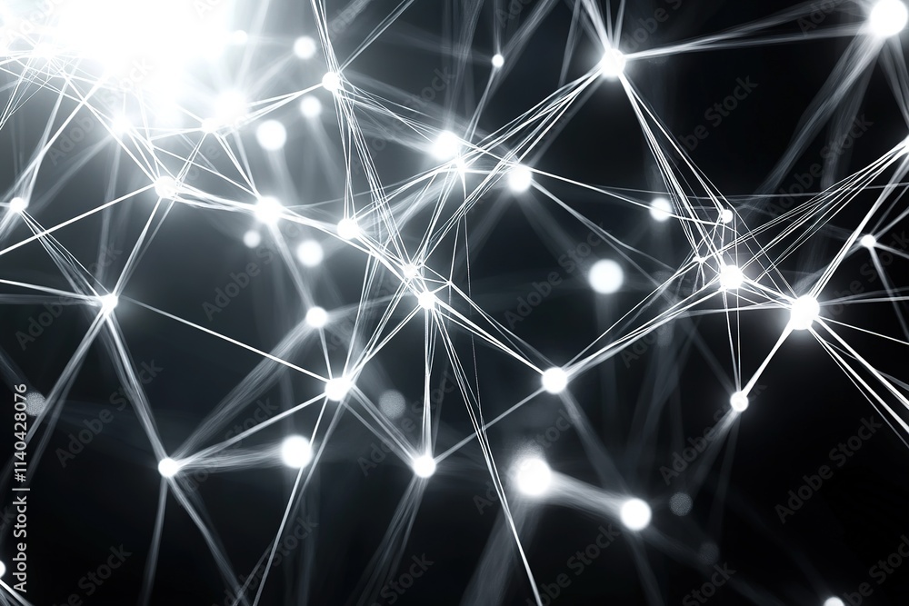 Aufkleber abstract network with glowing nodes and connections on dark back