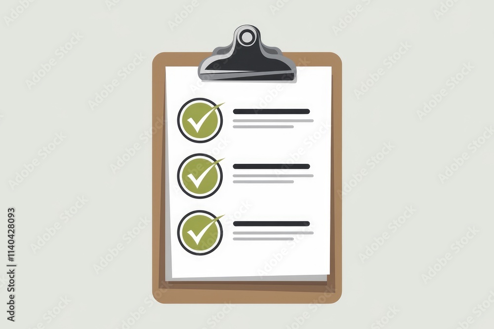 Poster A clipboard checklist with three completed tasks  symbolizing organization and productivity.