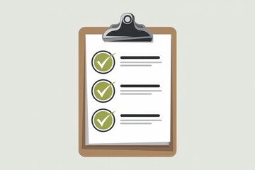 Fototapeta premium A clipboard checklist with three completed tasks symbolizing organization and productivity.