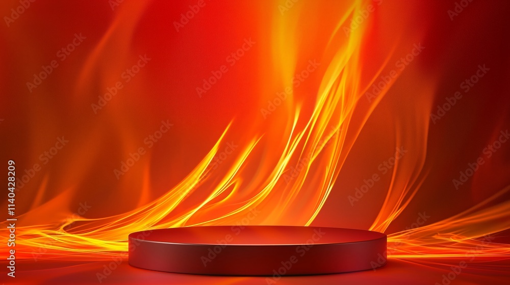 Aufkleber modern 3d podium surrounded by ample empty space with fiery background