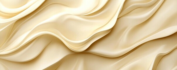 Obraz premium Cream Fabric with Ripples and Folds. Wavy Surface Wallpaper.
