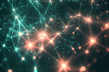Glowing green neural network with dynamic lines and nodes.