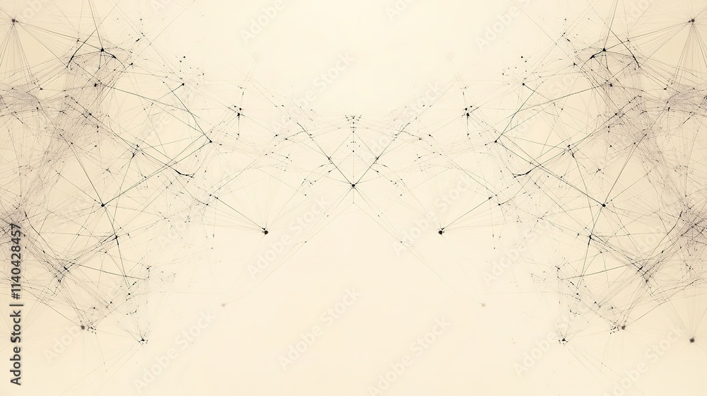Poster symmetrical network lines on beige background