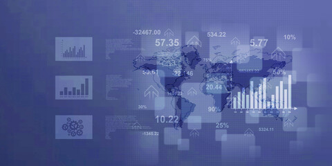 2d illustration Stock market online business concept. business Graph 