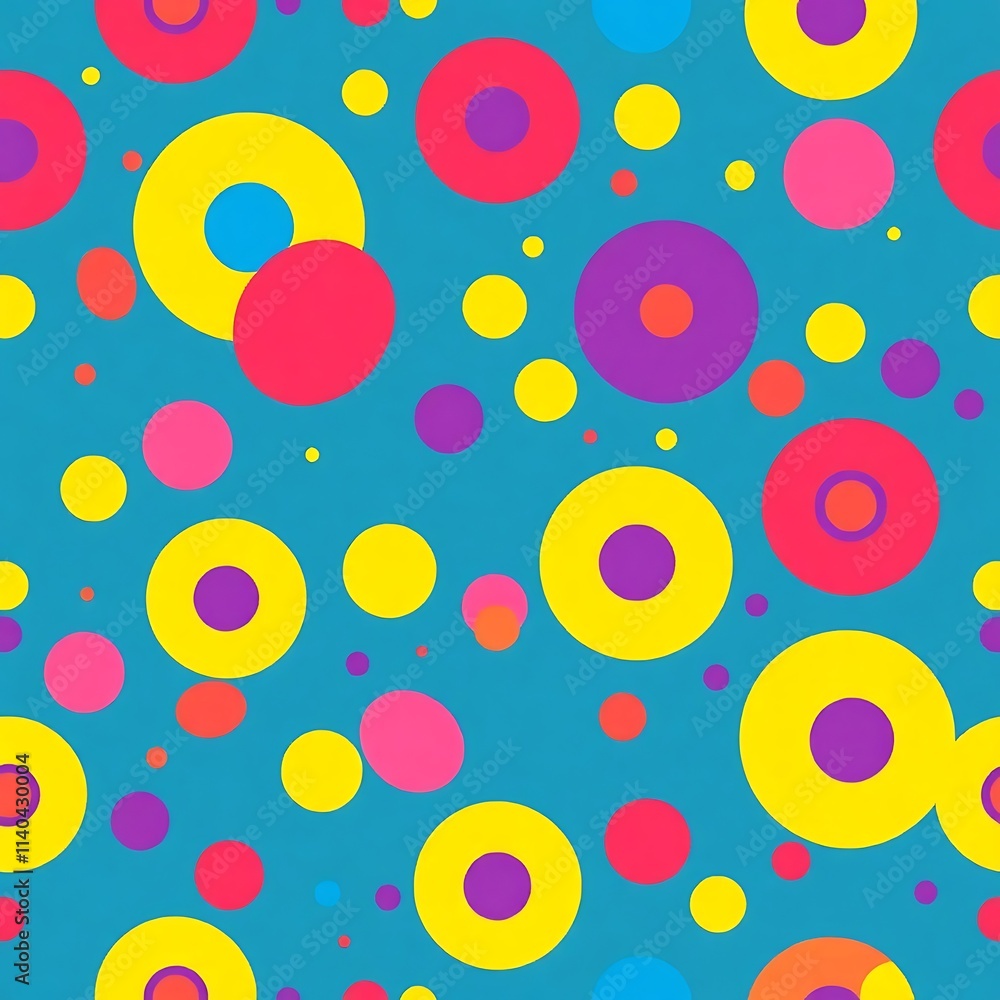 Aufkleber joyful circles pattern: a vibrant and playful seamless pattern featuring colorful circles in various