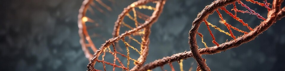 DNA Helix with Metallic Fibers on Soft Focus Background , soft focus, technology
