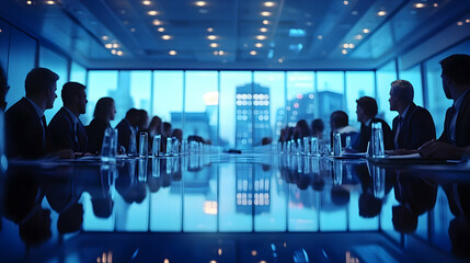 Silhouetted Business Meeting Illustration