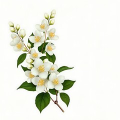 Fototapeta premium Elegant Jasmine Flowers with Green Leaves on Gradient Background
