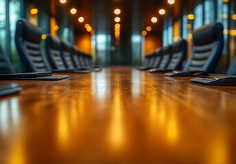 Fototapeta premium Empty Conference Room Table With Chairs and Laptops
