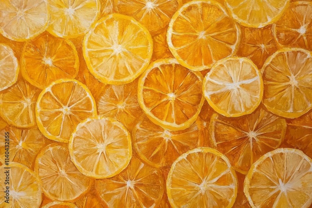 Poster bright and vibrant texture of pulpy orange segments arranged in a visually appealing pattern