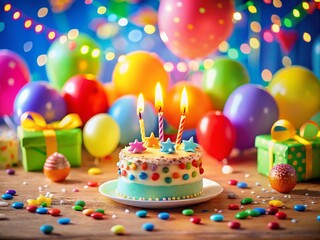 Happy Birthday Wishes Tilt-Shift Images, Miniature Birthday Cake, Festive Birthday Scene, Birthday Celebration Photography