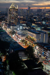 Sunset view from the 22nd floor of a condominium in Pattaya town Chonburi district Thailand Asia