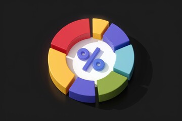 A colorful circular chart displaying percentage data segmented into six sections.