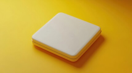 Digital scale on a yellow surface symbolizing health and fitness with a simple design