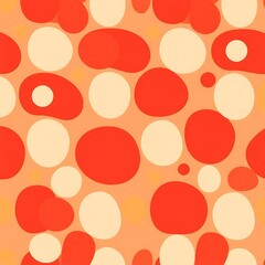 Abstract Seamless Pattern: Red and Cream Circles 