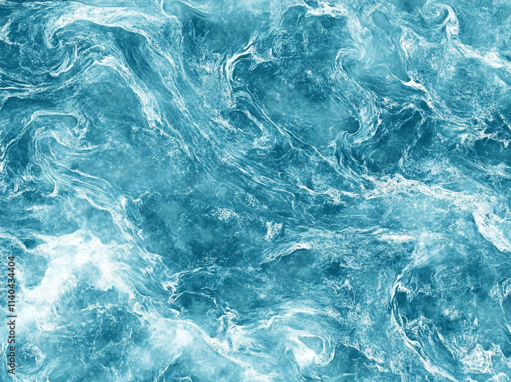 Poster ocean waves display vibrant shades of blue while creating intricate patterns in the water