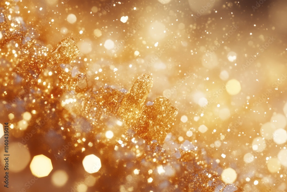 Poster sparkling sugar crystal texture creating a stunning golden backdrop filled with shimmering light