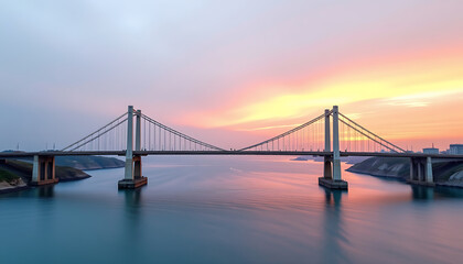 Fototapeta premium Infinity Bridge - A bridge symbolizing the flow of time between years. background copyspace