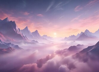Ethereal misty background with soft pastel hues, serene landscape, mystical atmosphere, calming scenery