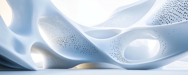 Futuristic White Background with Visionary Organic Architectural Forms.