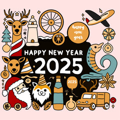 happy new year 2025 illustration