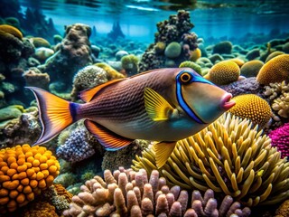 Obraz premium Hawaiian State Fish Humuhumunukunukuapua'a Underwater Photography, Urban Exploration, Reef Fish, Pacific Ocean