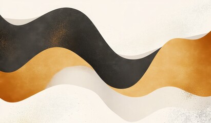 Obraz premium Elegant abstract wave art in gold and brown, sleek modern design for wall decor, stationery, social media, web banners, business cards