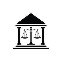 Court house black and white flat vector icon and symbol design