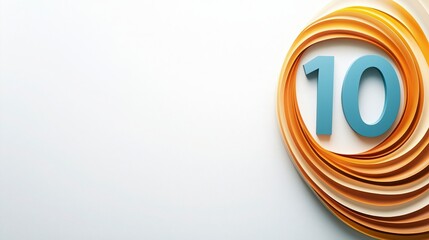 Number Ten in Abstract Paper Swirl Design